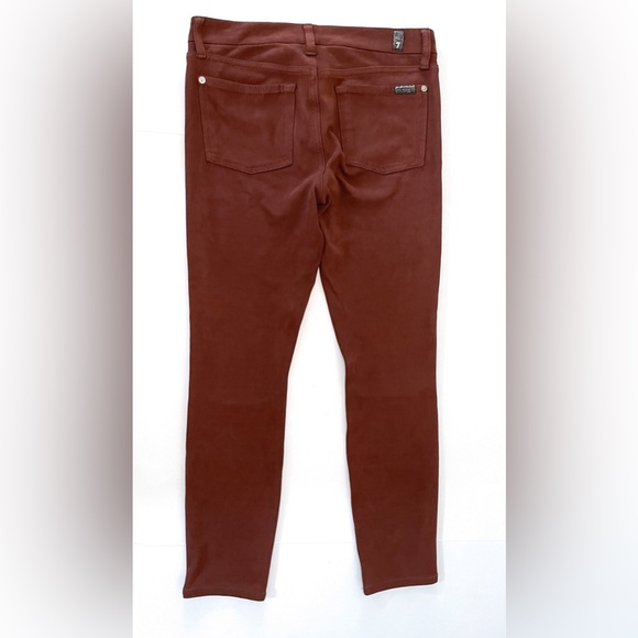 7 FOR ALL MANKIND cognac brown pants LIQUID FAUX SUEDE SKINNY JEANS SIZE- 28 - Picture 6 of 9